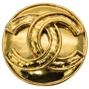 CHANEL Gold Logo Brooch
